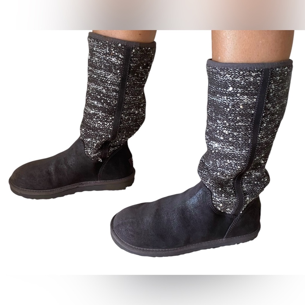 UGG Australia Camaya tall boots size 7. Gray metallic and sparkly.